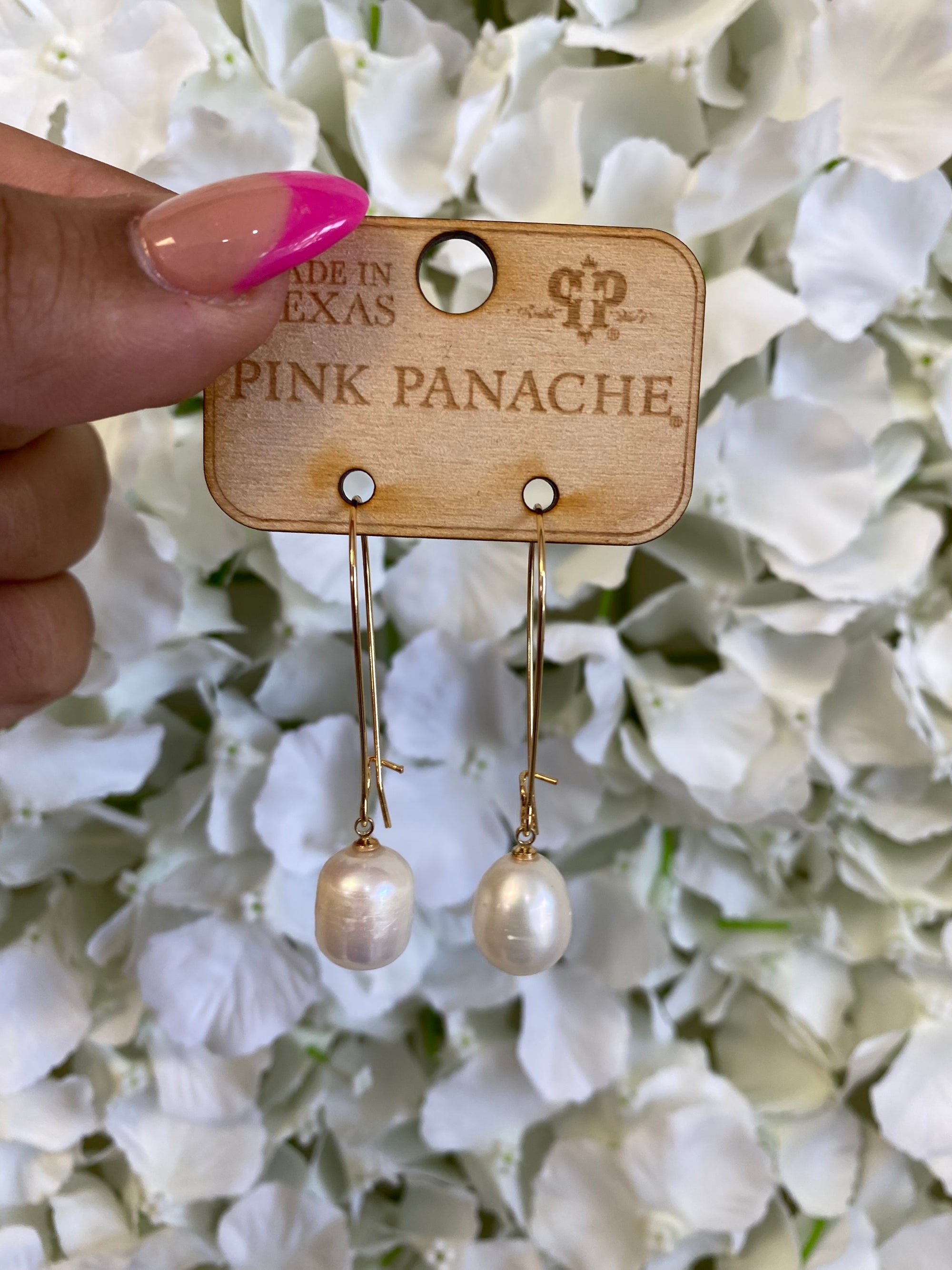 TATI PEARL PINK PANACHE DANGLES