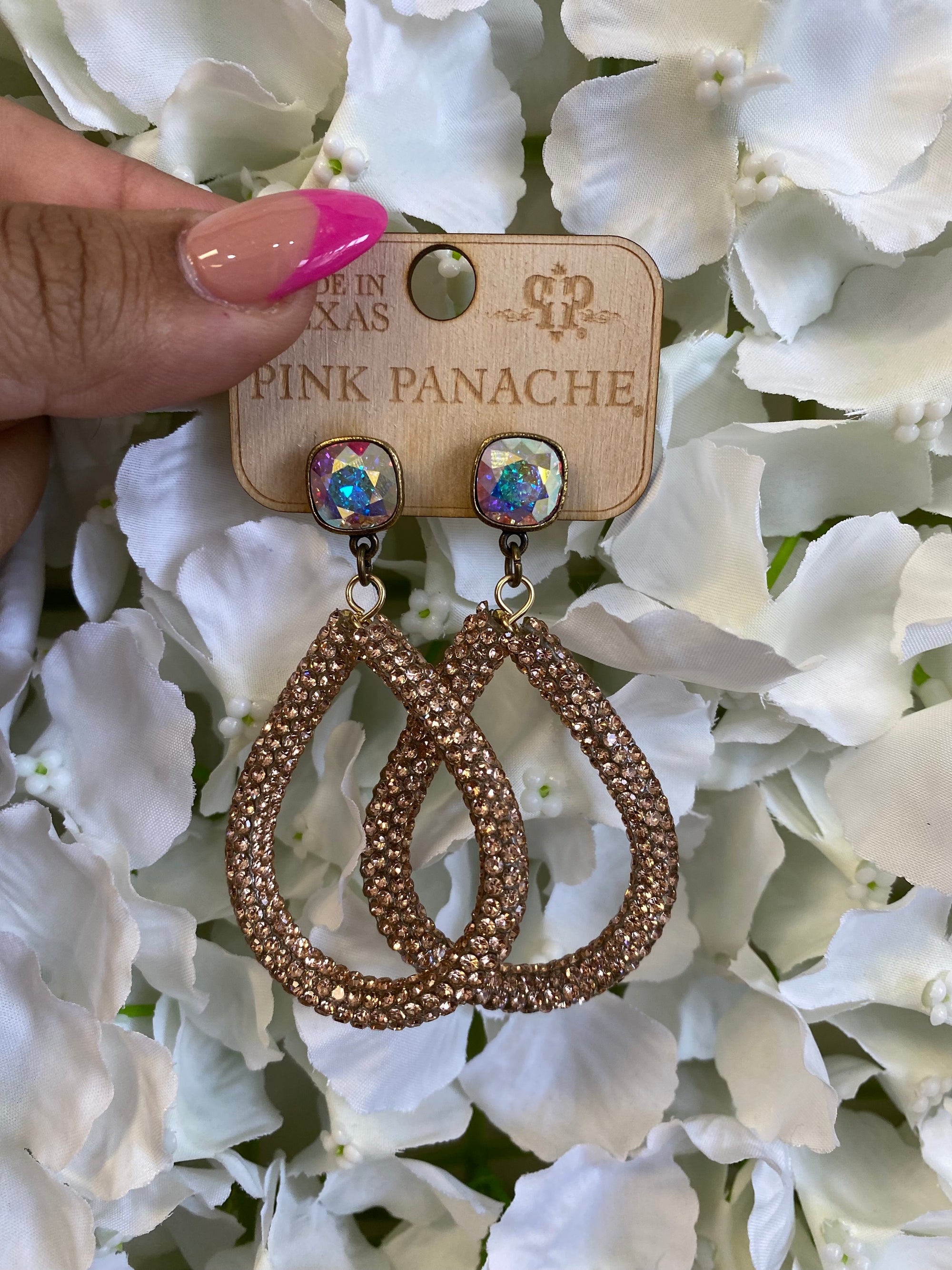 ANNABETH AB CRYSTAL PINK PANACHE EARRINGS