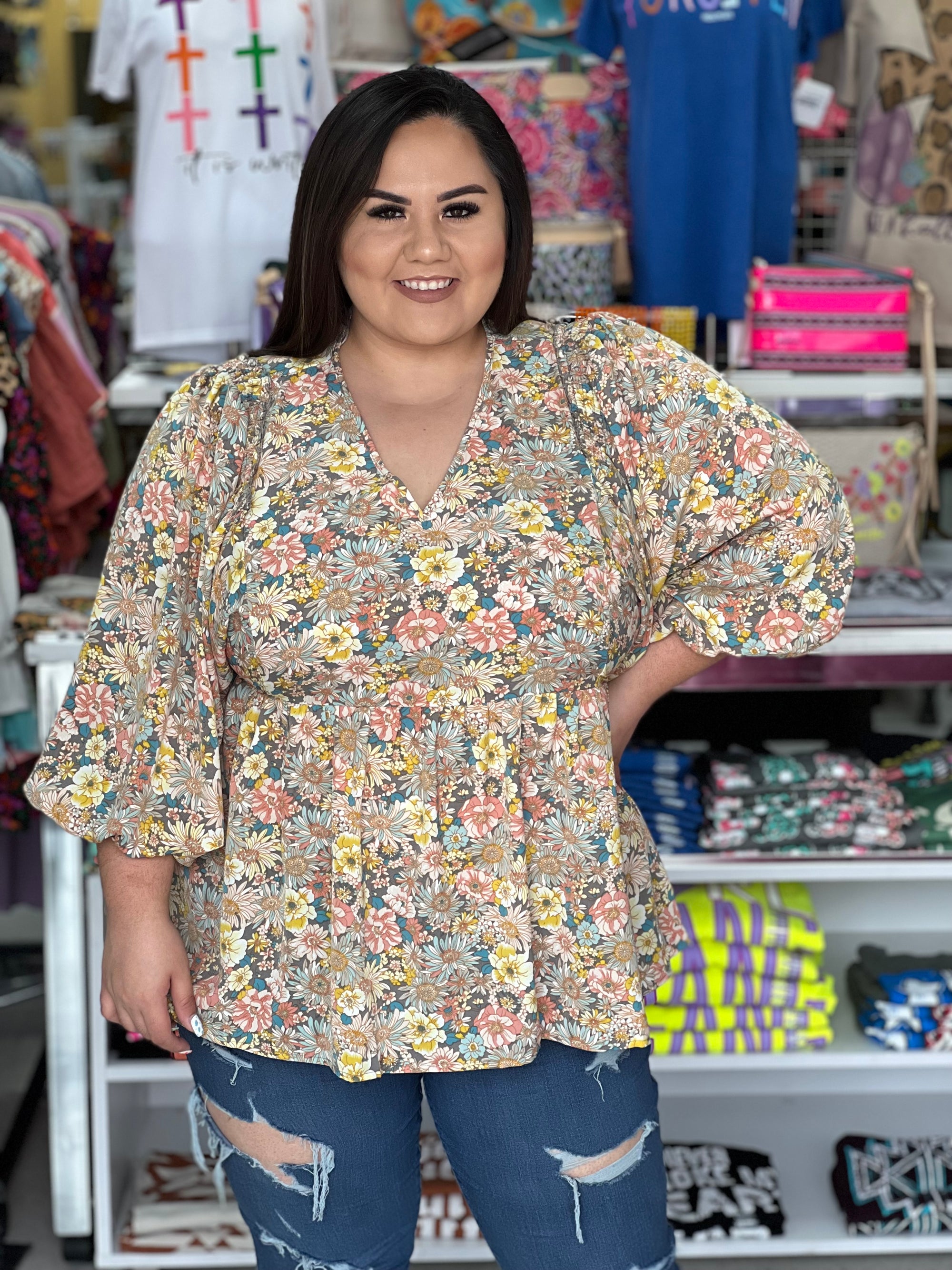 PRETTY SPRING FLORAL TOP