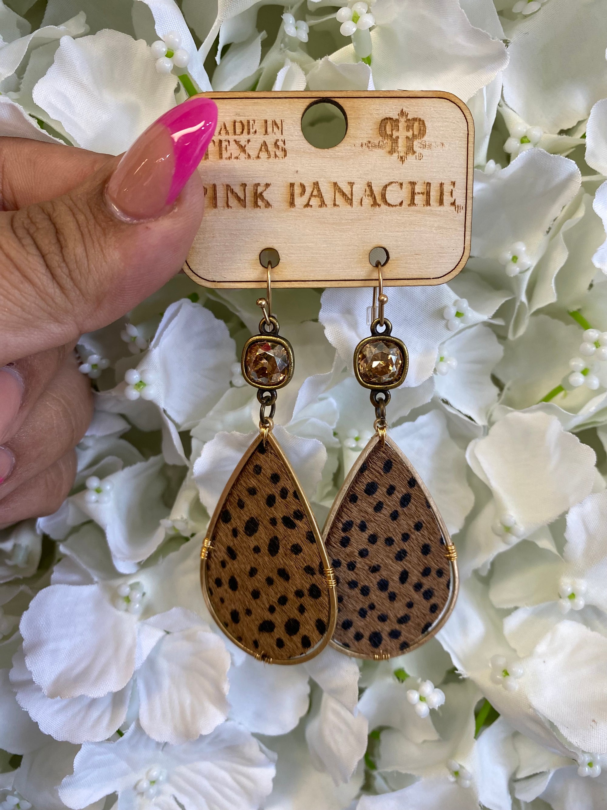 ERIKA LEOPARD AB CRYSTAL PINK PANACHE EARRINGS