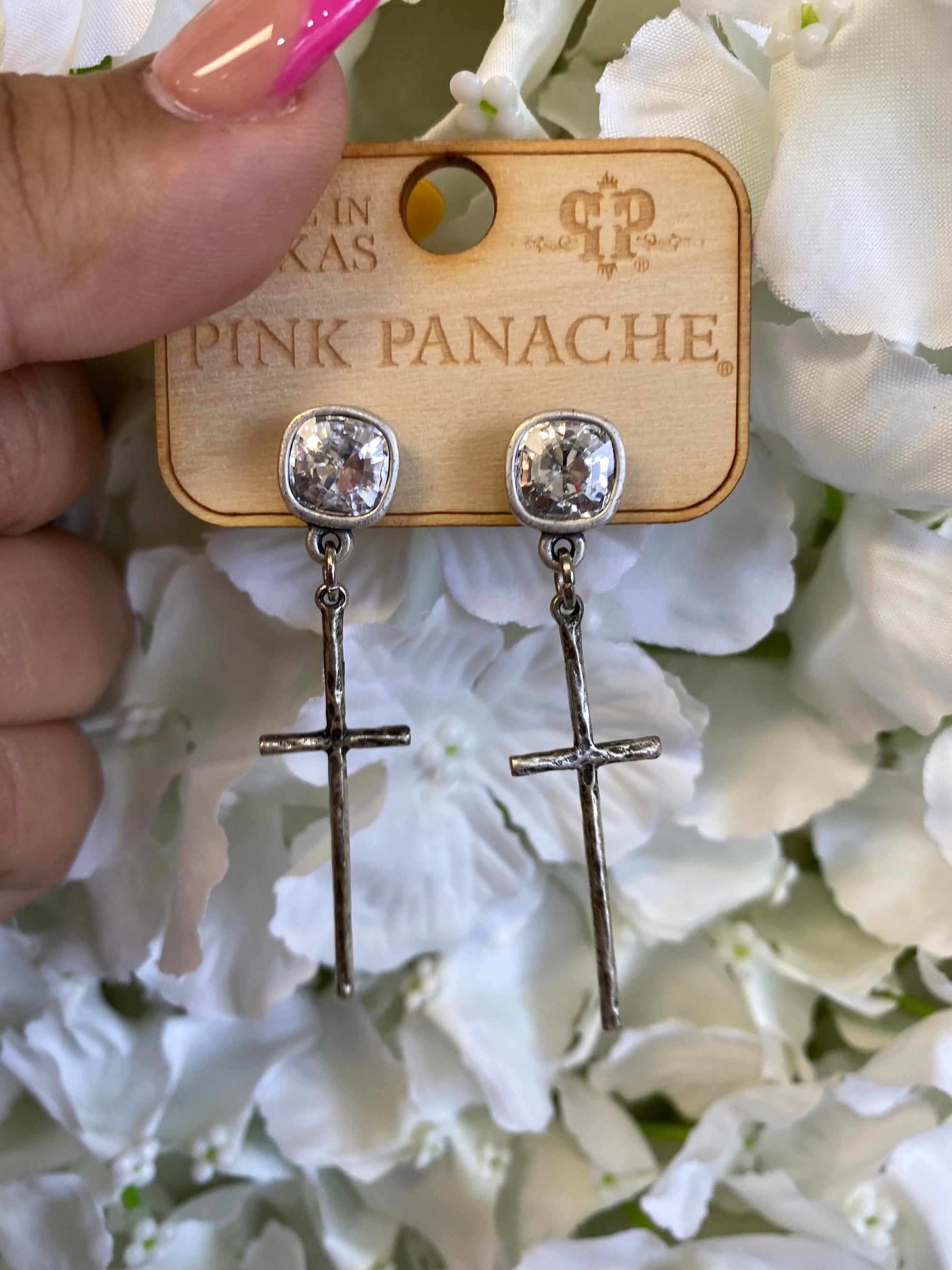 GUADALUPE AB CRYSTAL PINK PANACHE EARRINGS