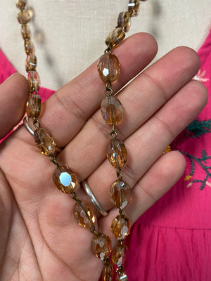 CLEAR BRONZE PINK PANACHE NECKLACE