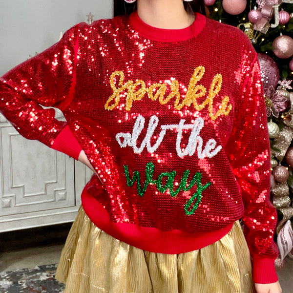 Sparkly red outlet sweater