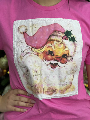 PINK HAT SANTA PATCH TEE