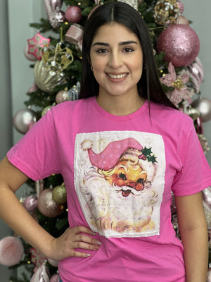 PINK HAT SANTA PATCH TEE