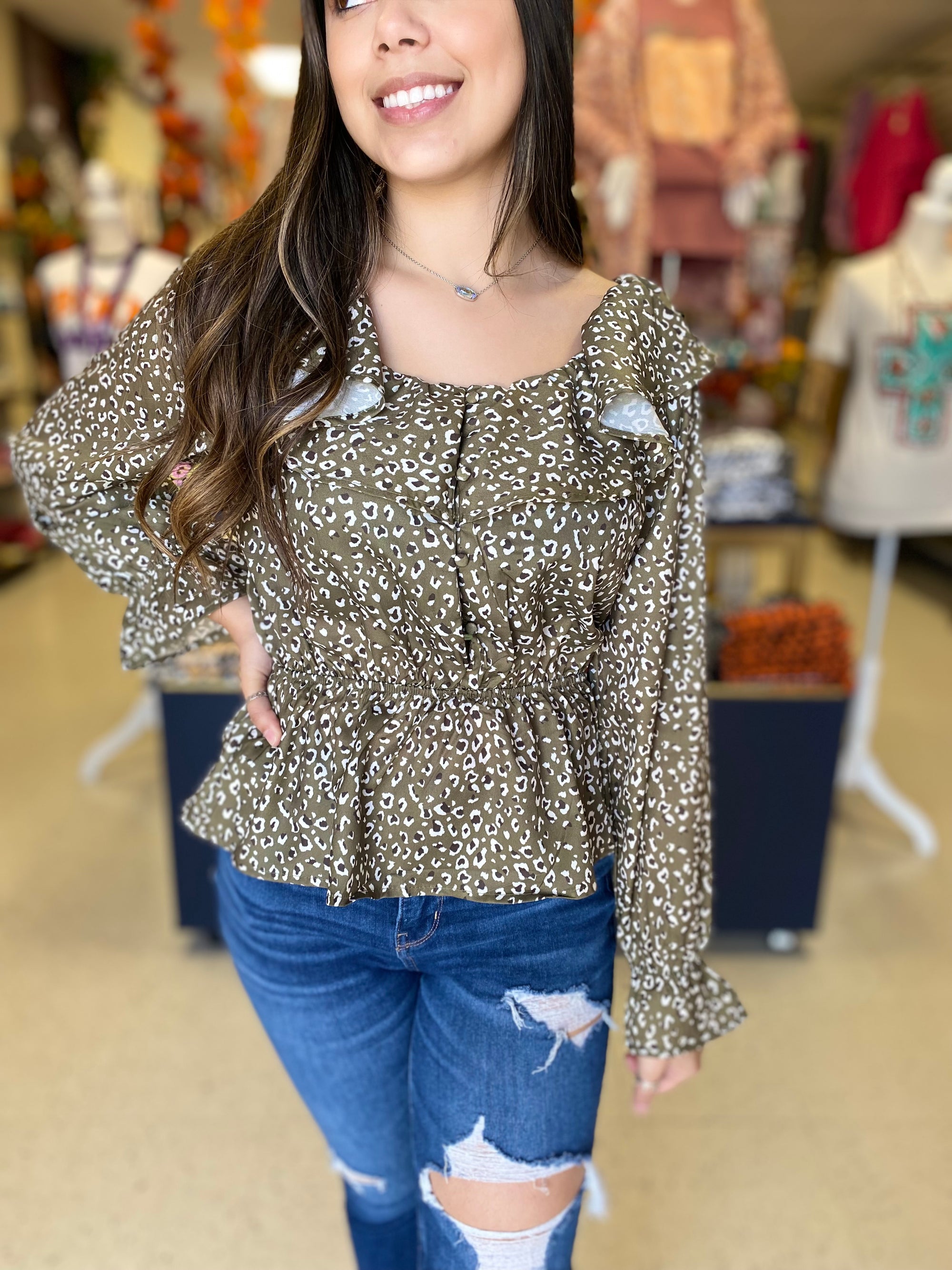 MATCHA OLIVE BLOUSE