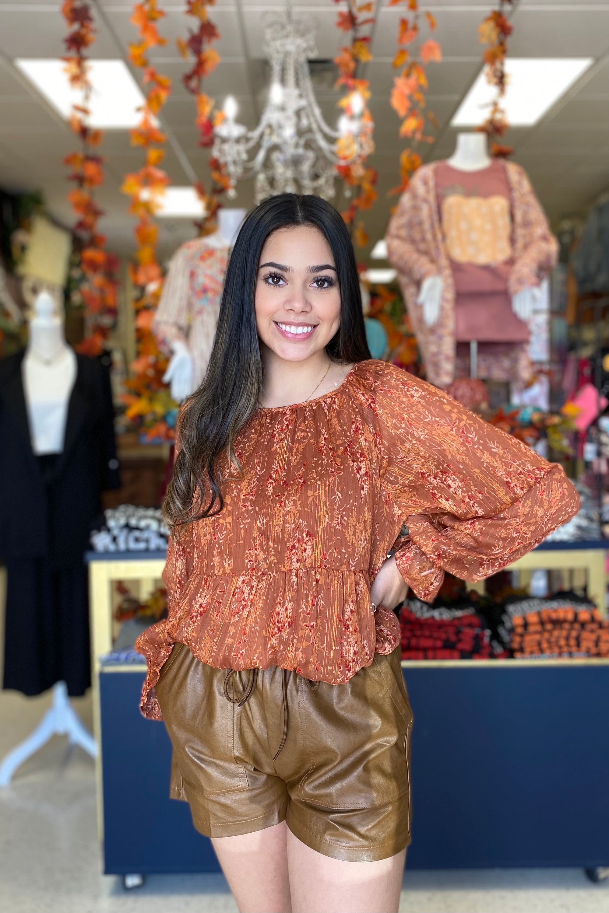 RUST FLORAL TOP