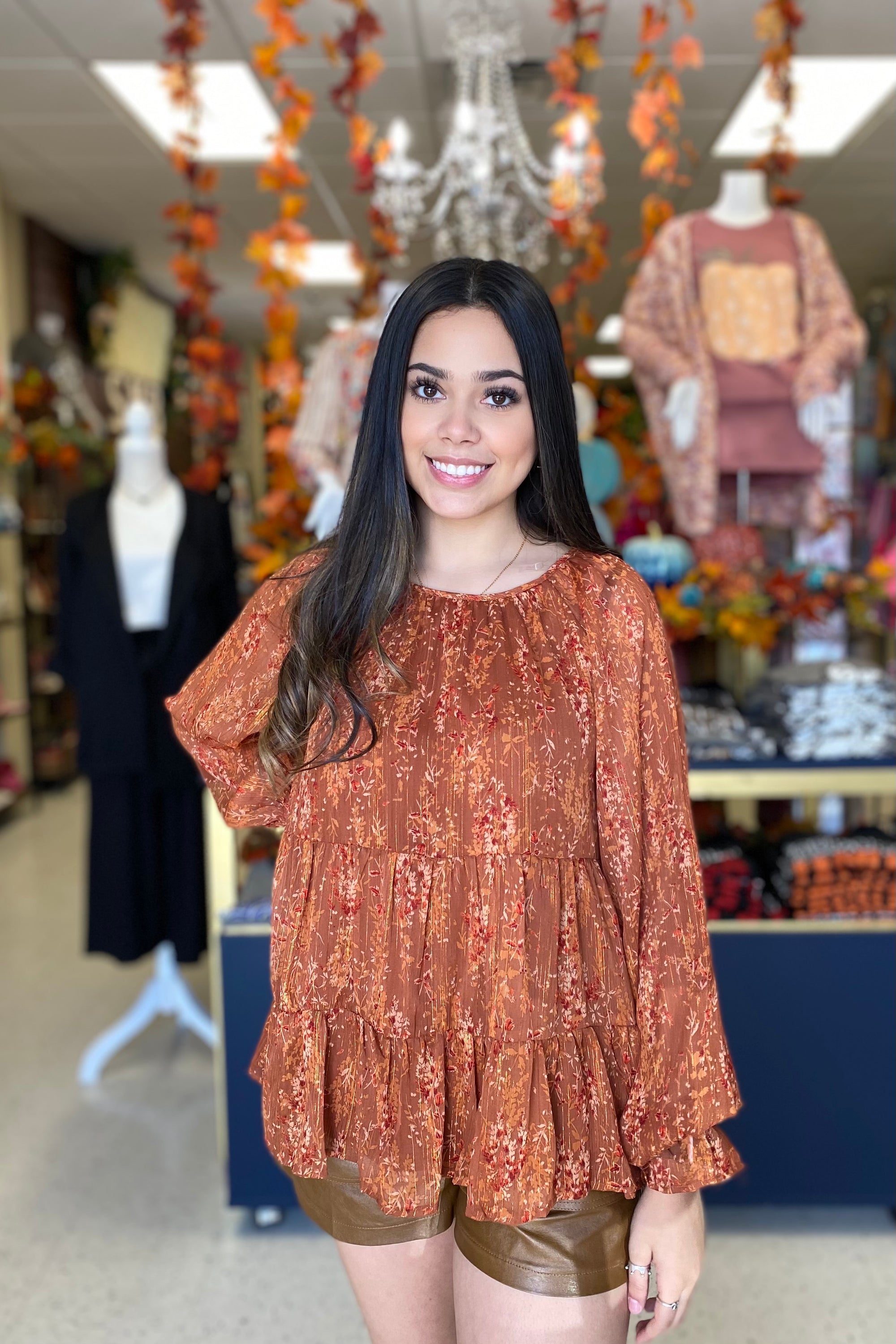 RUST FLORAL TOP