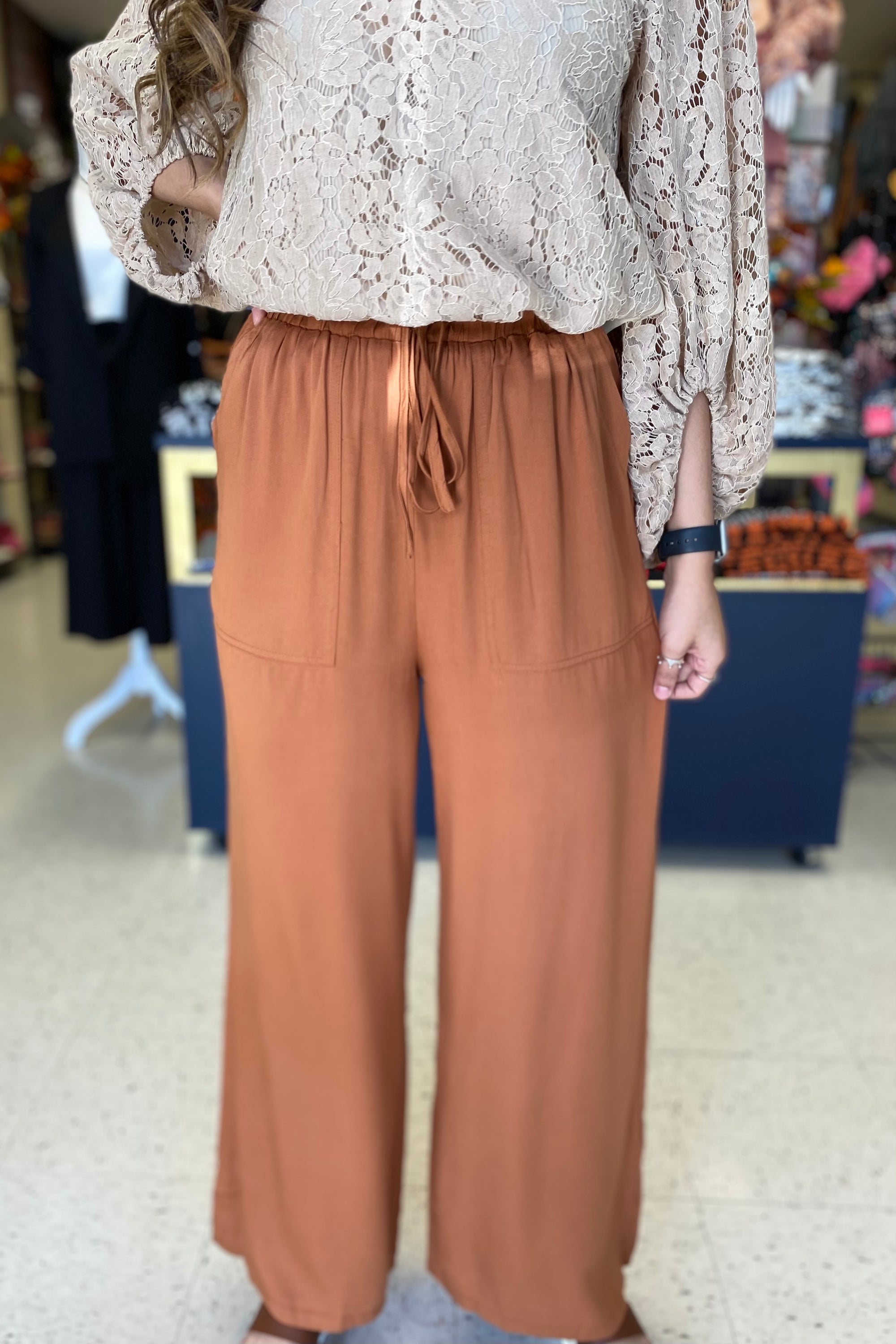 CAMEL PALAZZO PANTS