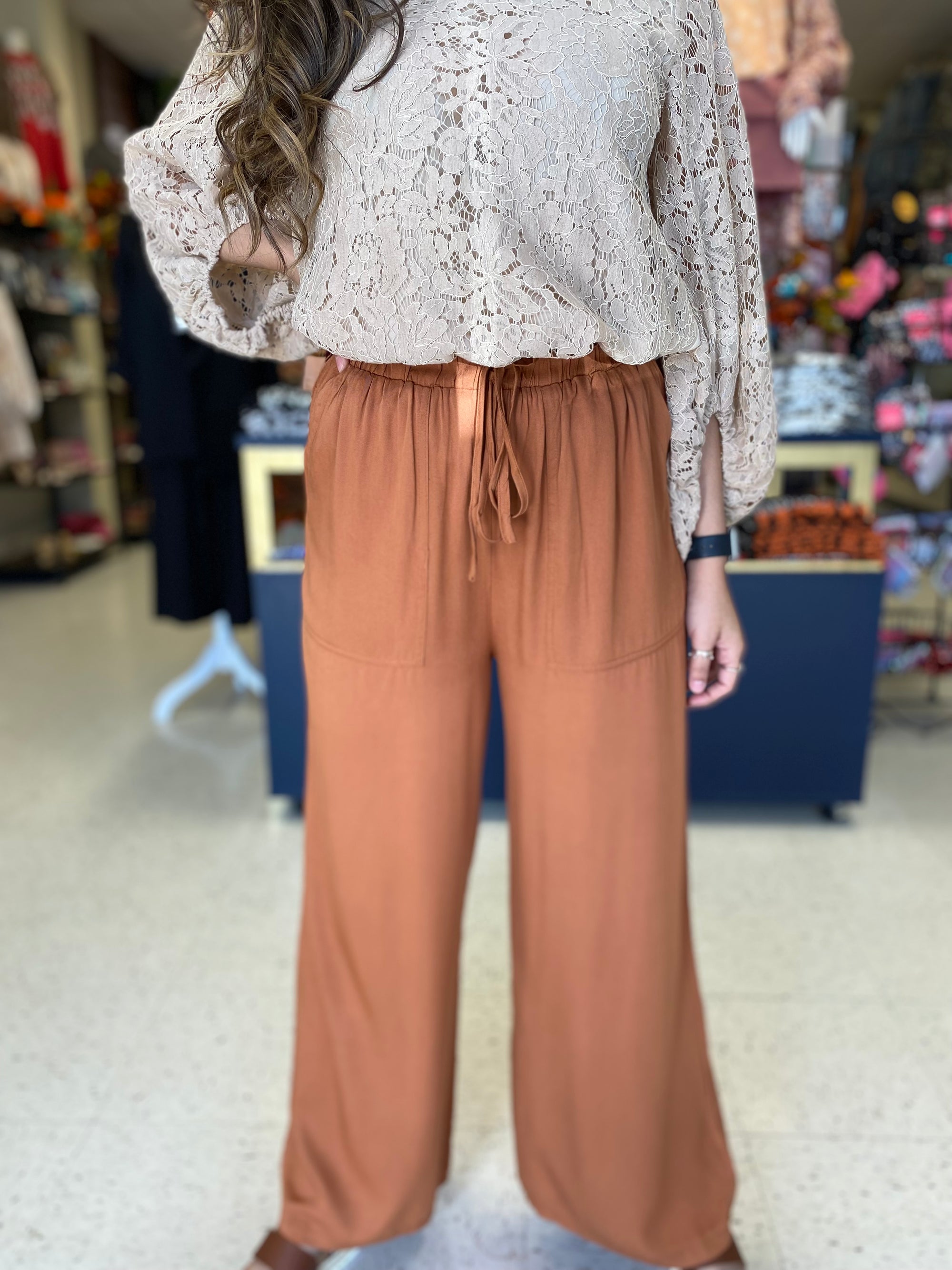 CAMEL PALAZZO PANTS