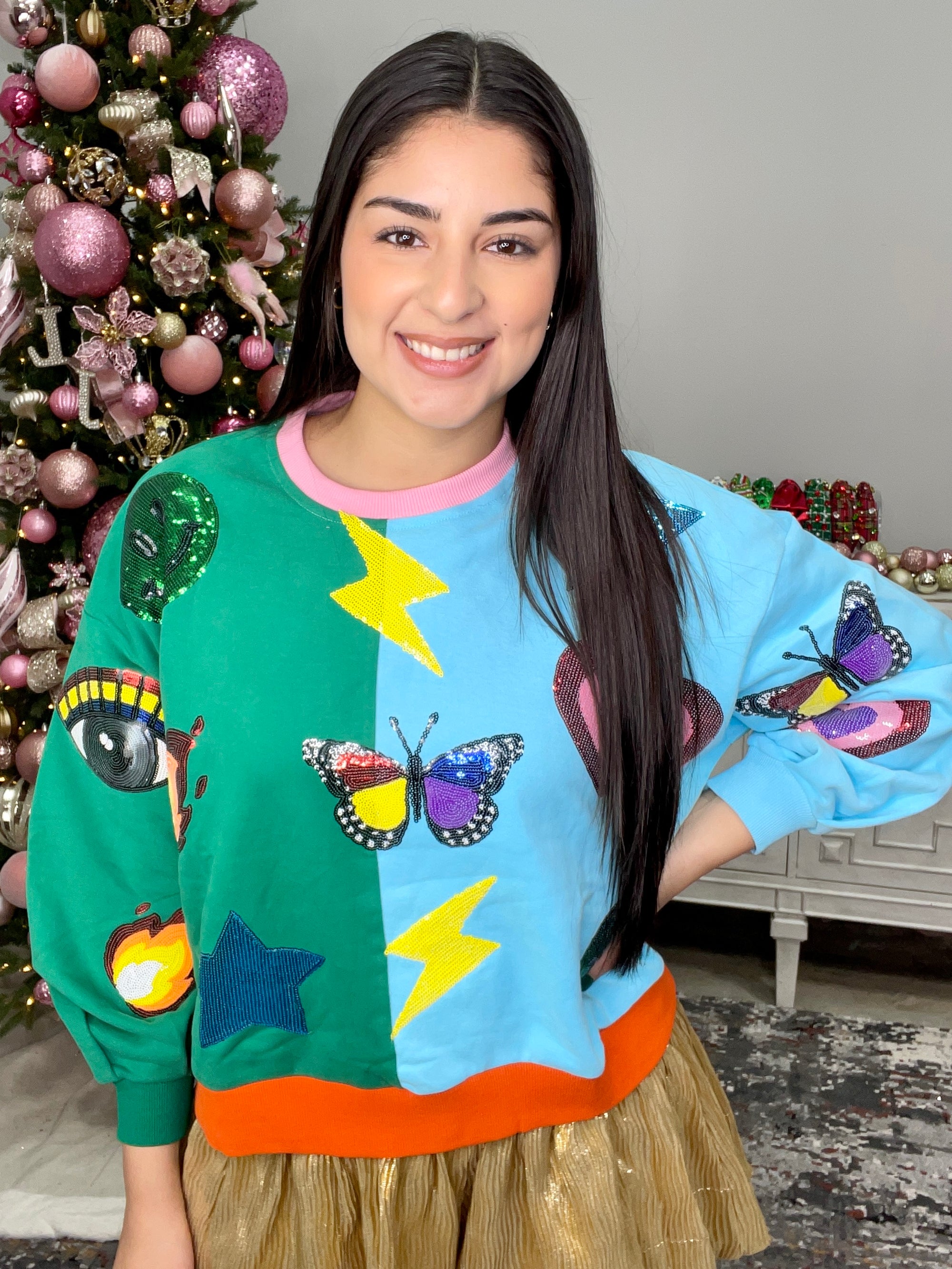 QUEEN OF SPARKLES ICON COLORBLOCK SWEATSHIRT