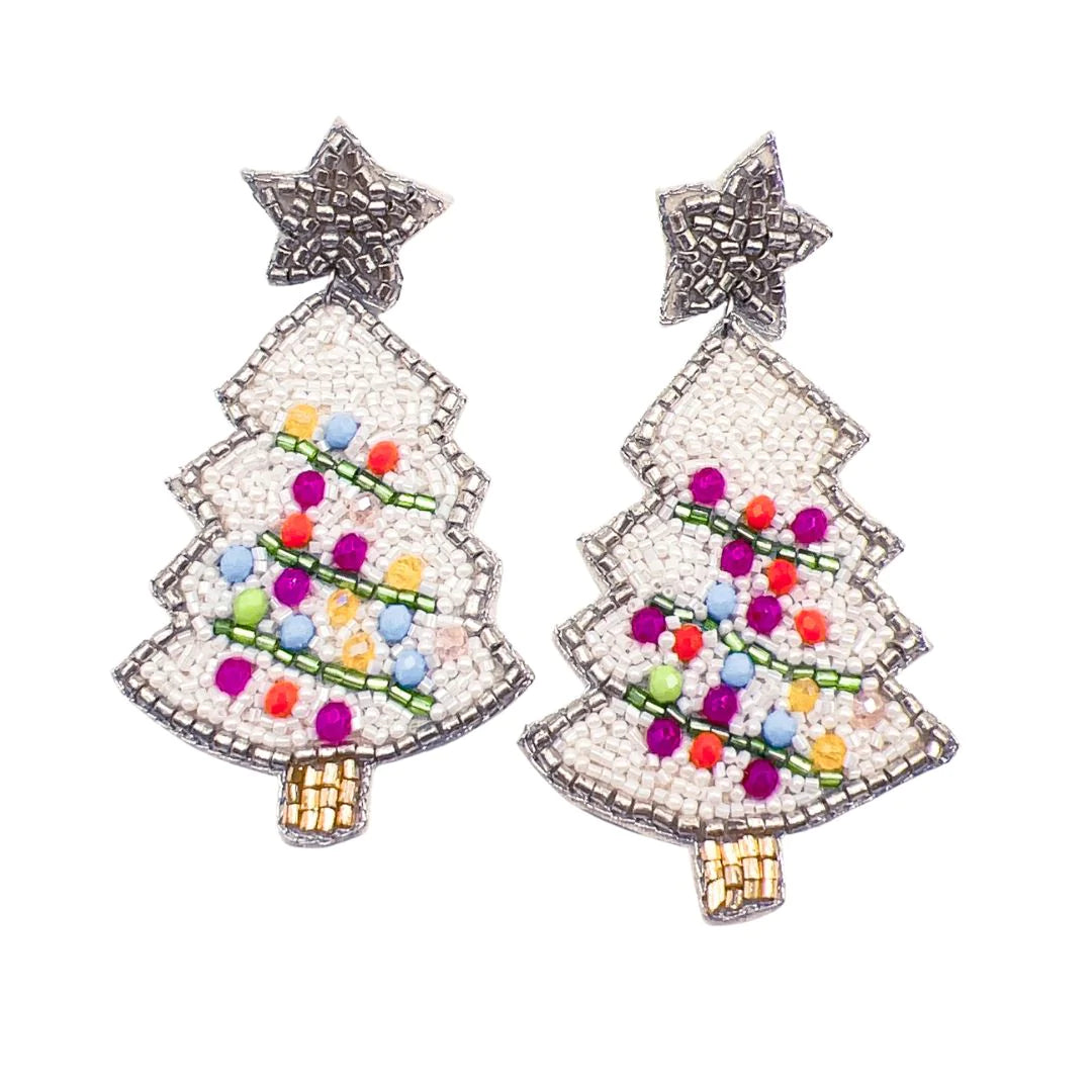 WHITE CHRISTMAS TREE TREASURE JEWELS BEADED