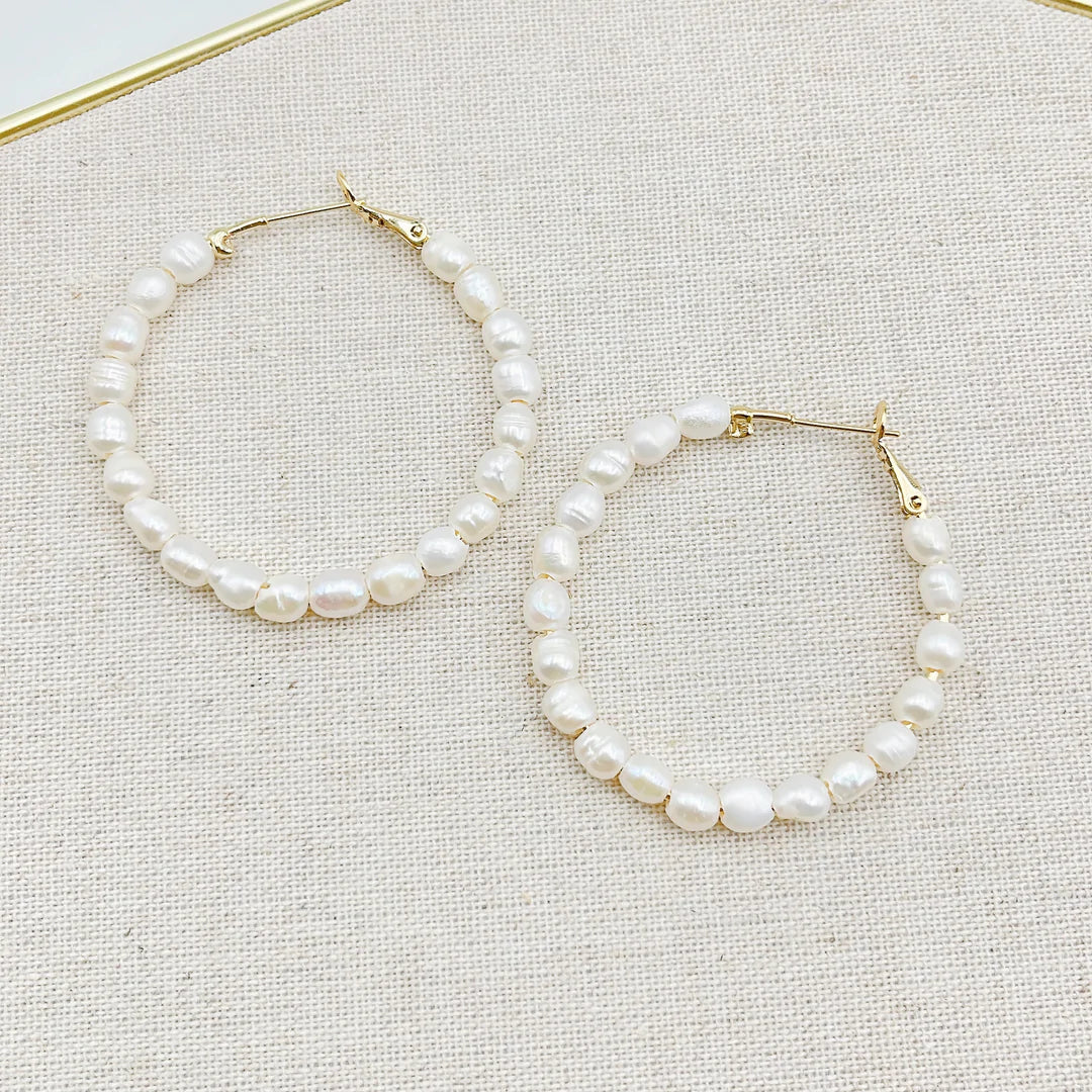 FRESH WATER PEARLS HOOP TREASURE JEWELS