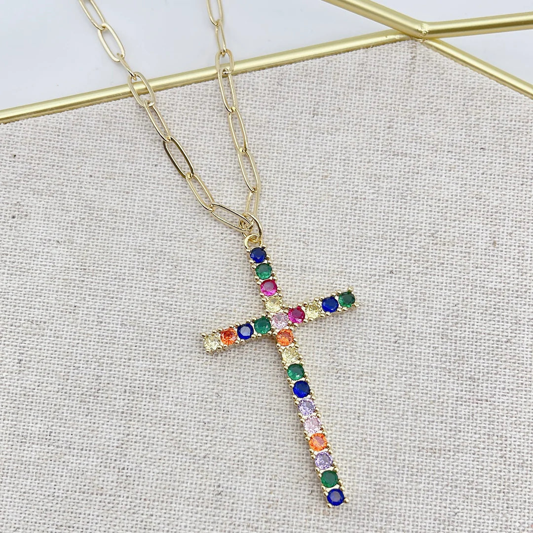 RAINBOW CROSS NECKLACE TREASURE JEWELS