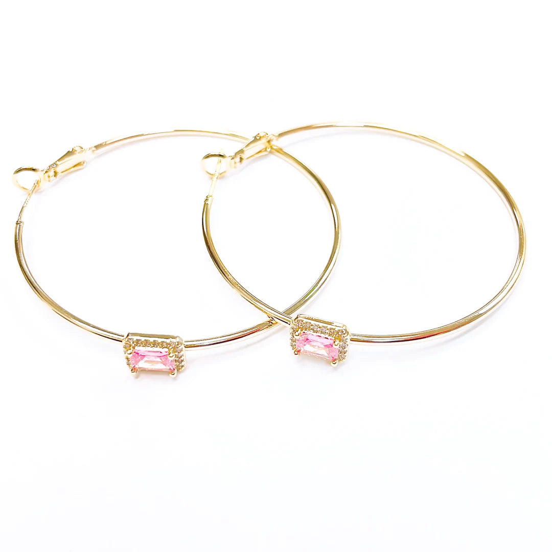 1 CRYSTAL PINK HOOP TREASURE JEWELS