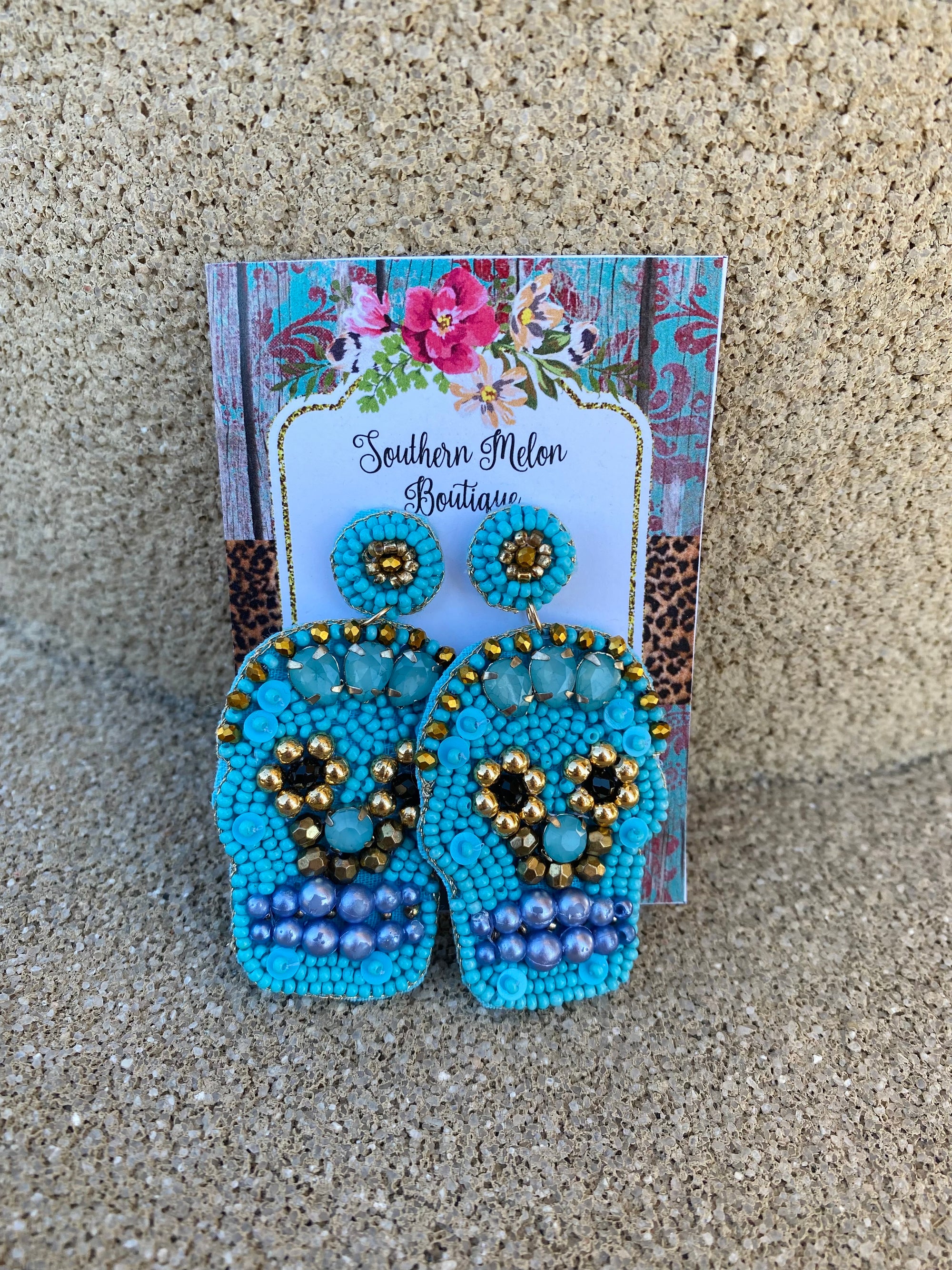 TEAL PEARL SUGAR SKULL