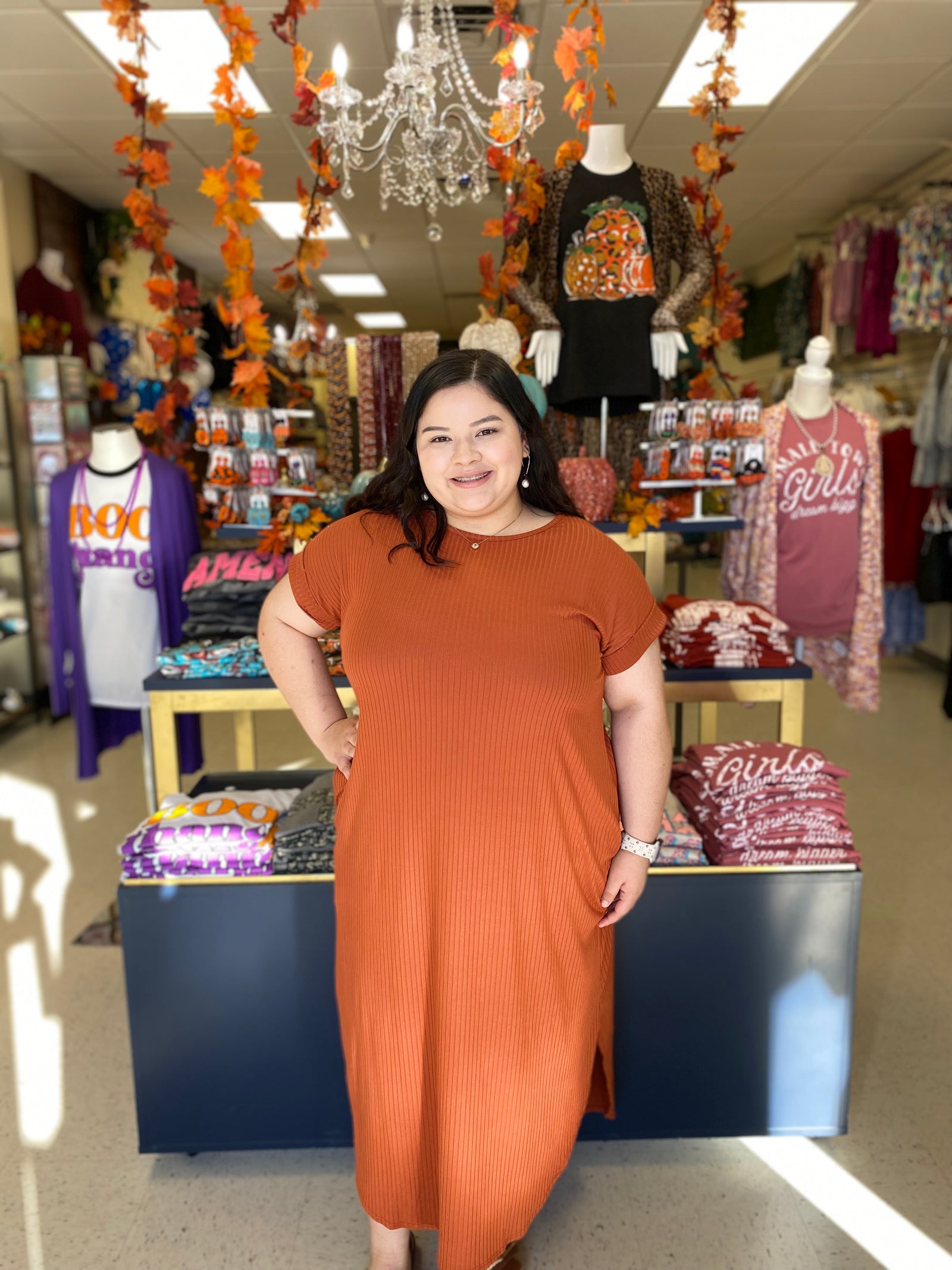 WESLIE BURNT ORANGE DRESS