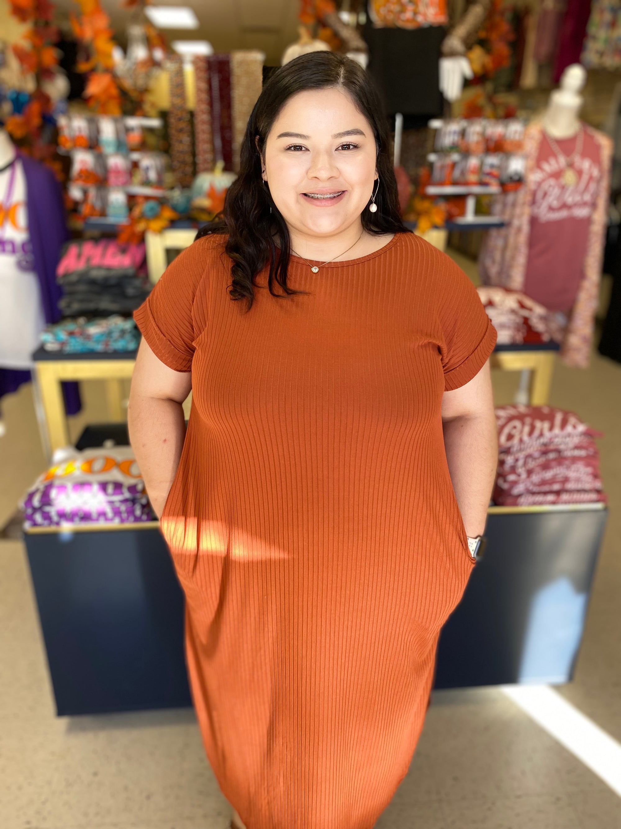 WESLIE BURNT ORANGE DRESS