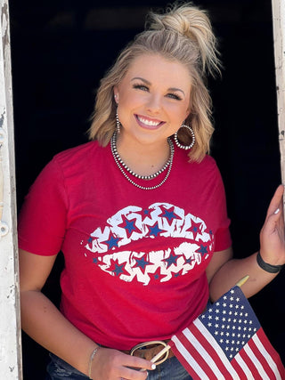 PATRIOTIC RED LIPS TEE