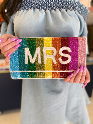 RAINBOW BEADED MRS CLUTCH