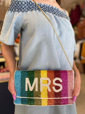 RAINBOW BEADED MRS CLUTCH