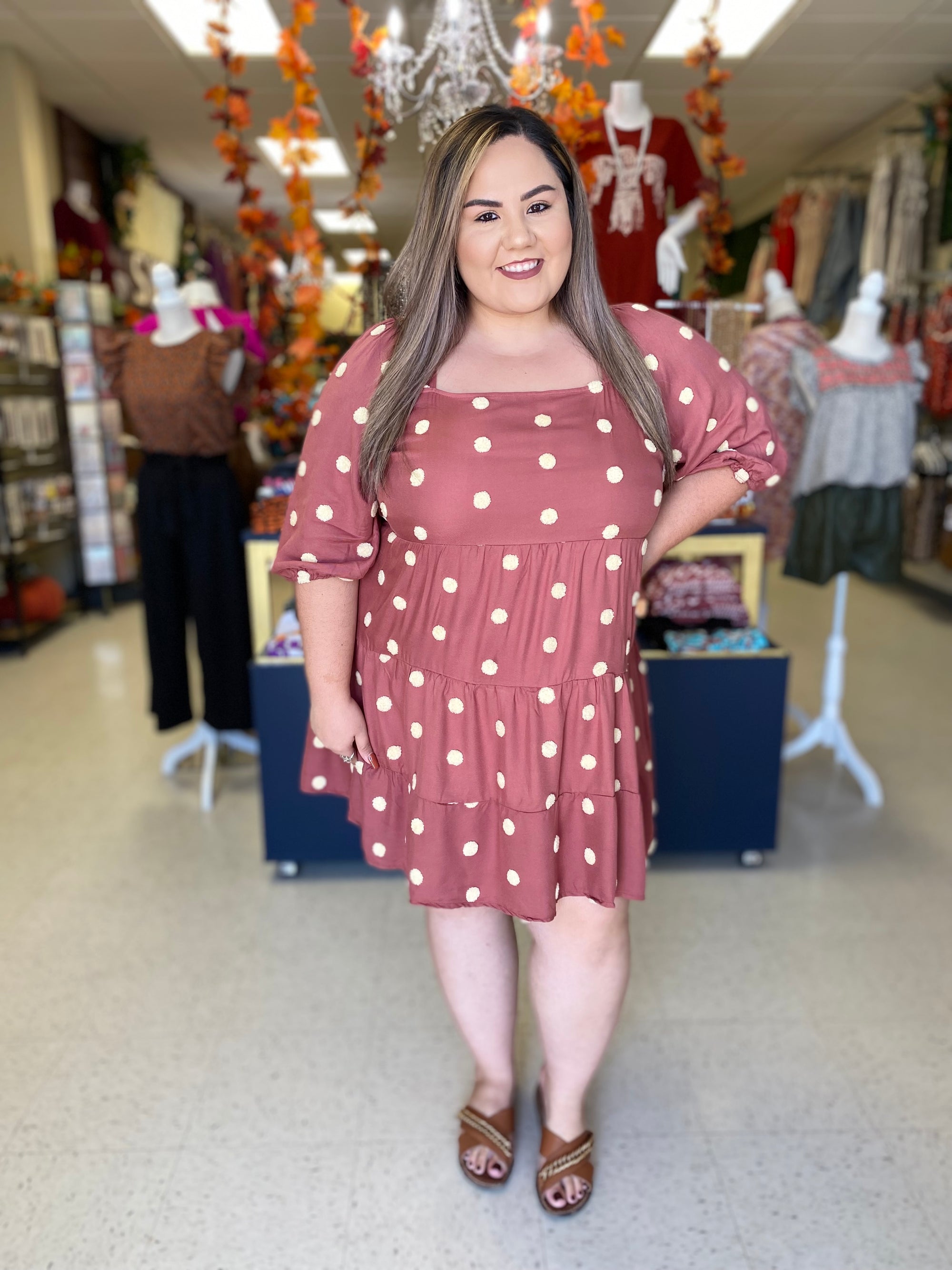 MAUVE POM DRESS