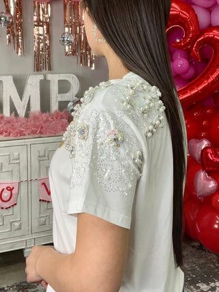 WHITE POPPING CHAMPAGNE TEE