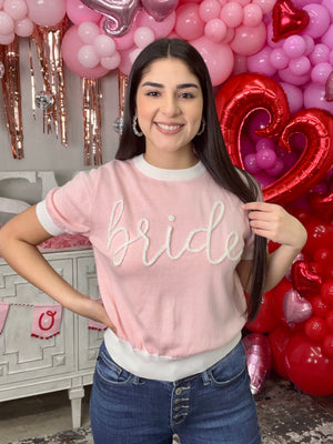 BRIDE GLITTER SCRIPT SS SWEATER