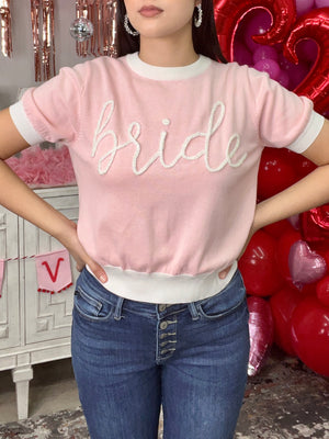 BRIDE GLITTER SCRIPT SS SWEATER