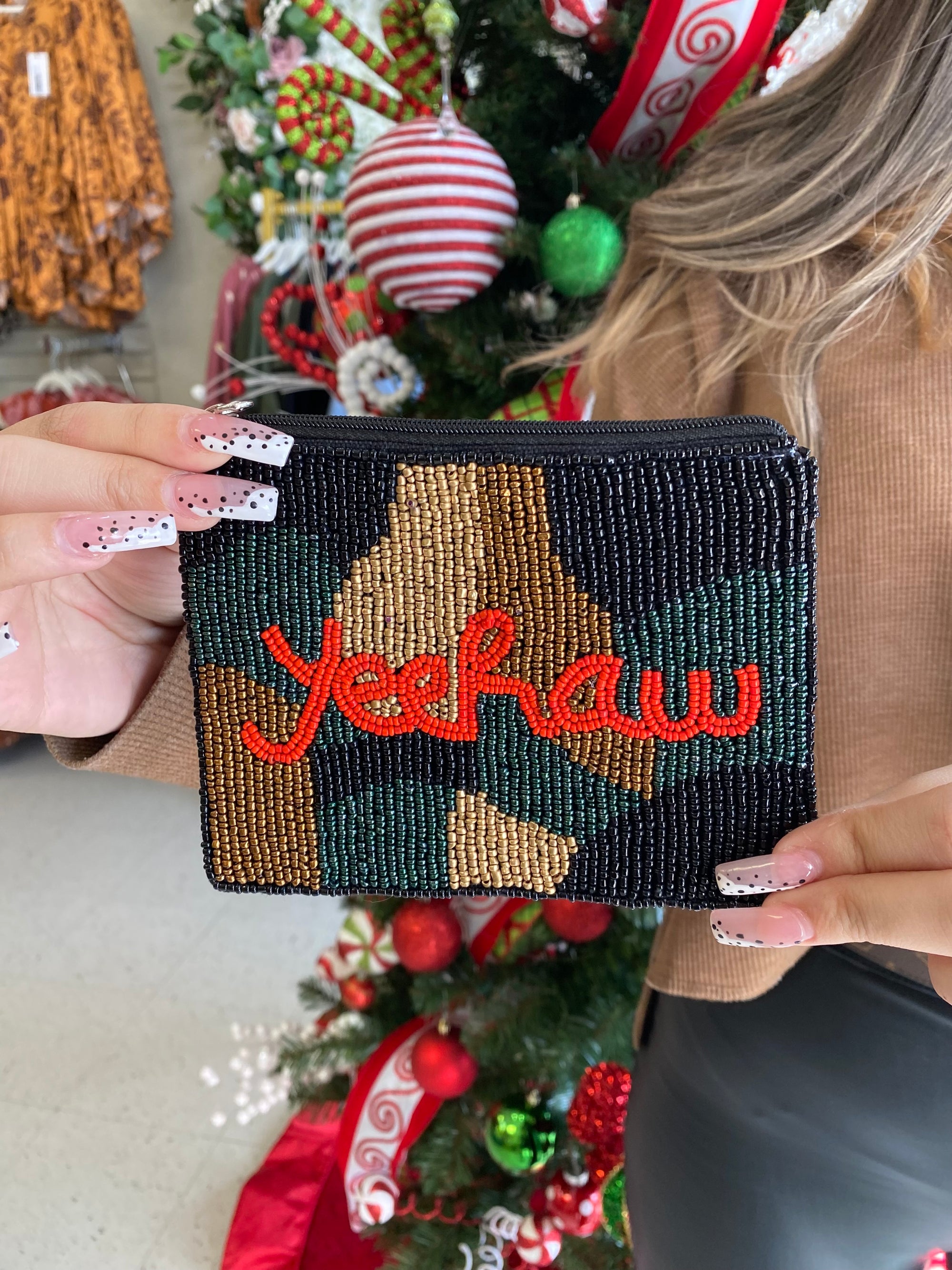 CAMO YEEHAW BEADED POUCH