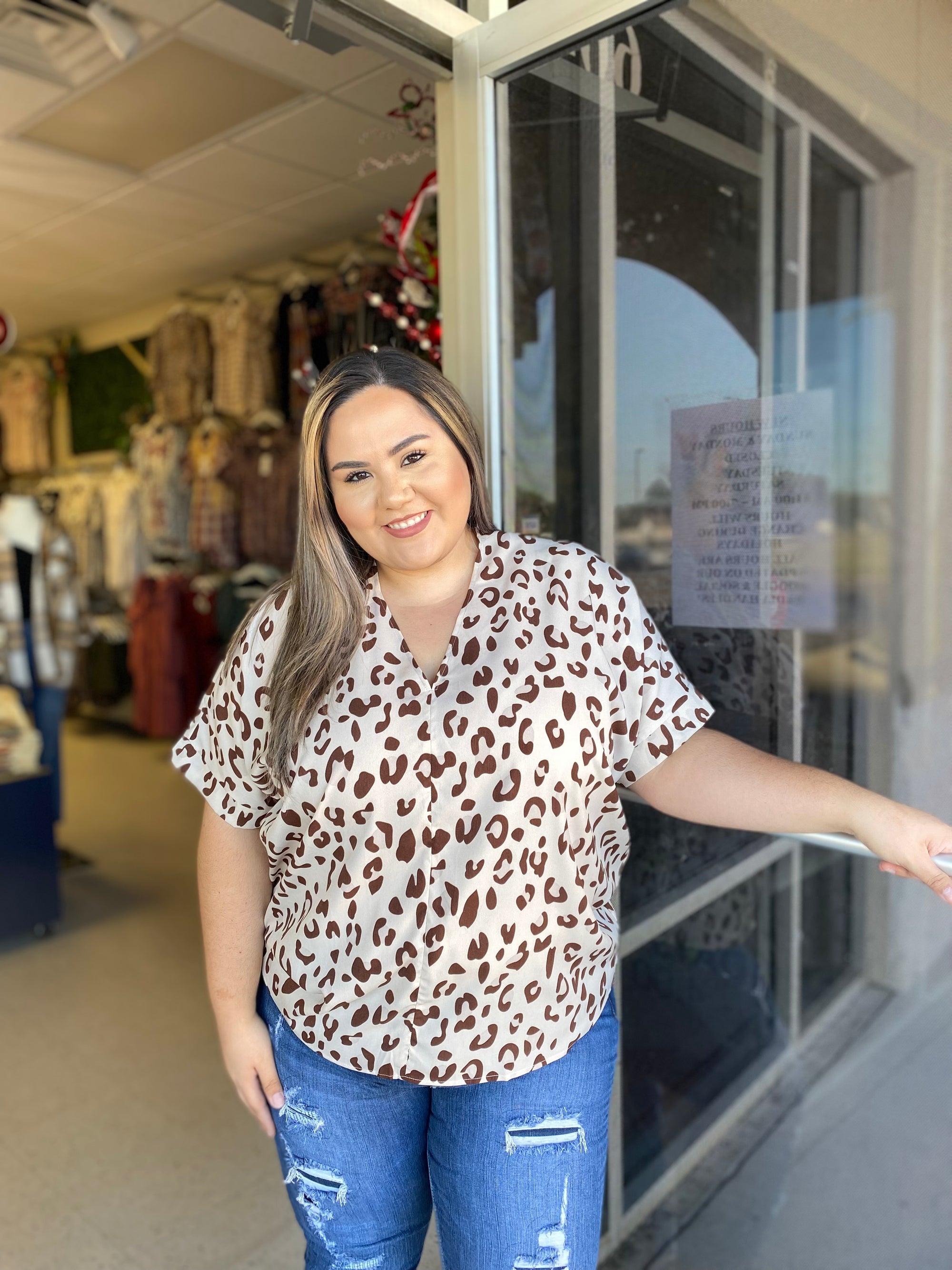 CREAM LEOPARD TOP