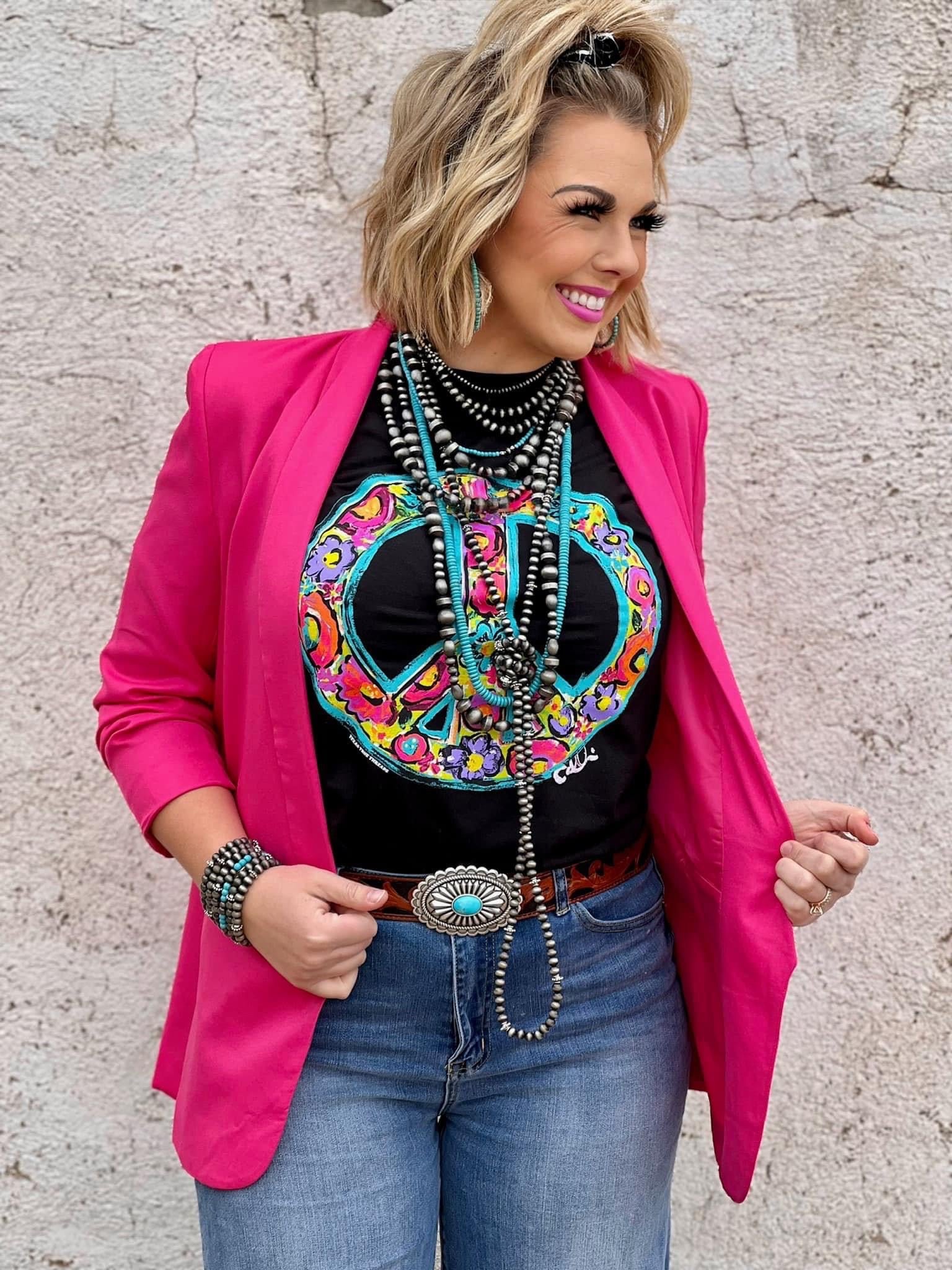 CALLIE ANN STELTER FLORAL PEACE TEE