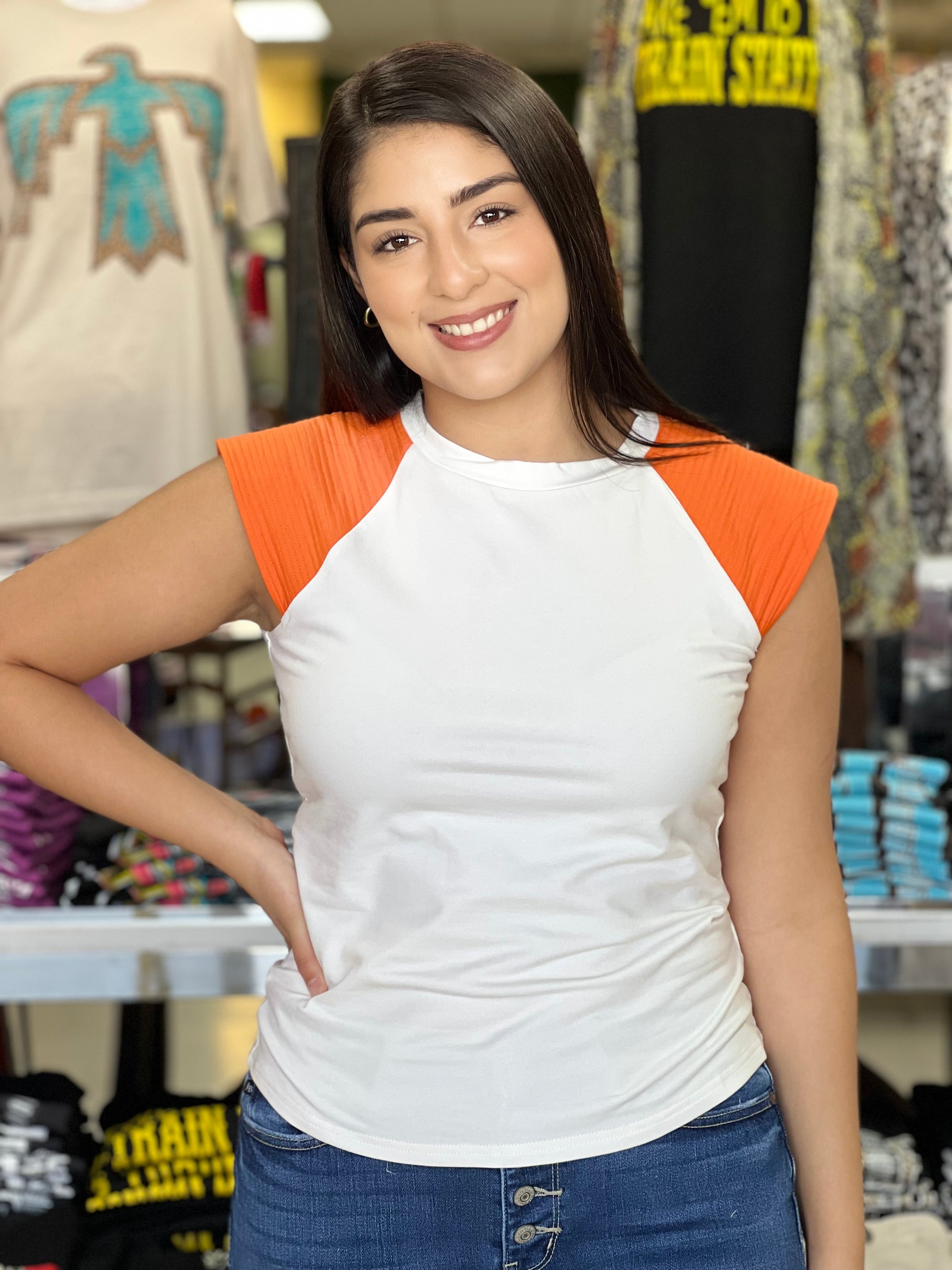 ORANGE SLEEVE TOP