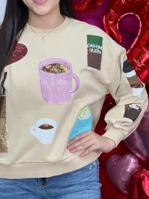 QUEEN OF SPARKLES CAFFEINE QUEEN SWEATSHIRT