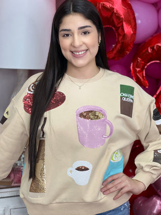 QUEEN OF SPARKLES CAFFEINE QUEEN SWEATSHIRT