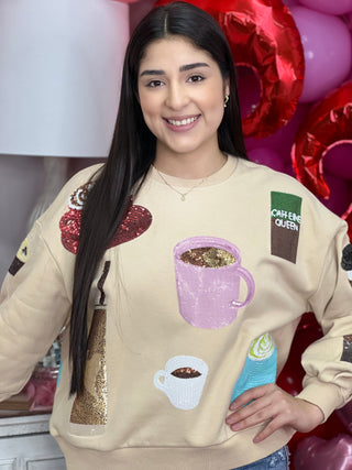 QUEEN OF SPARKLES CAFFEINE QUEEN SWEATSHIRT