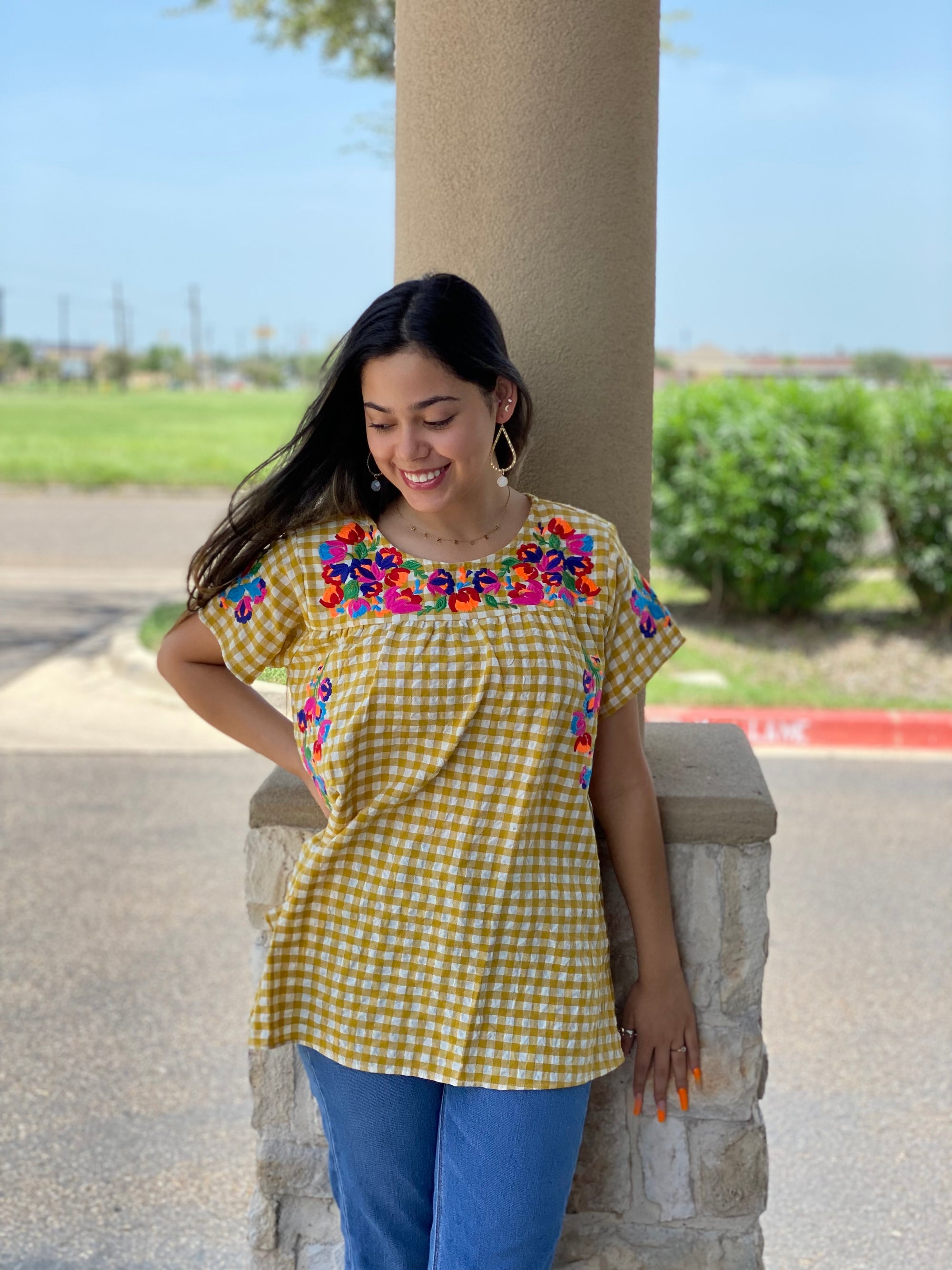 ISABEL YELLOW EMBROIDERY BLOUSE