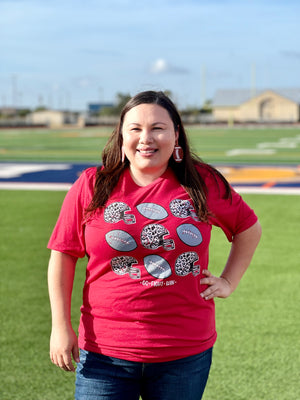 GO FIGHT WIN RED LEOPARD TEE