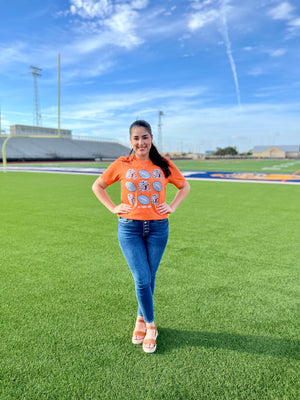 GO FIGHT WIN ORANGE LEOPARD TEE