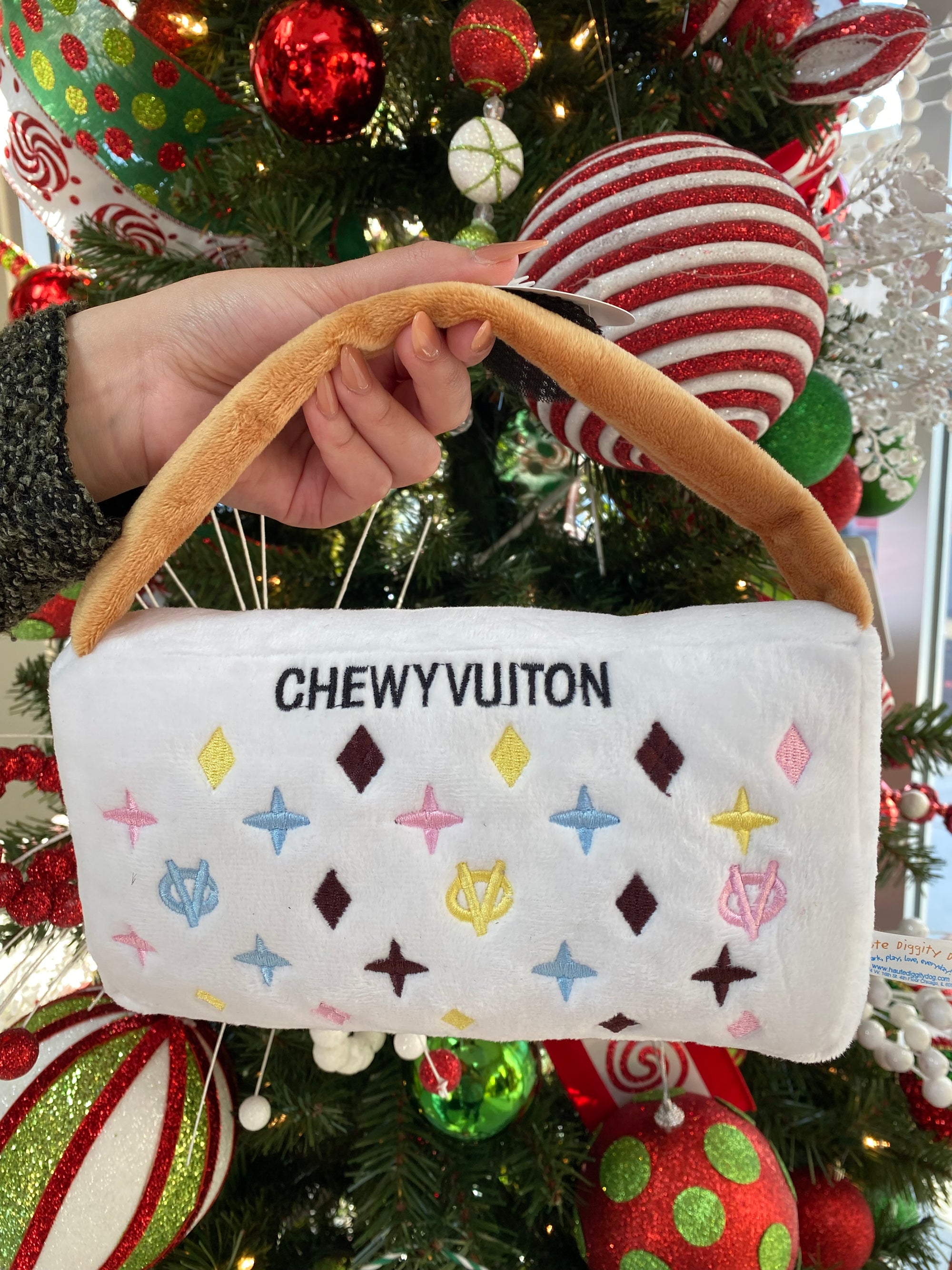 WHITE LARGE CHEWY VUTTION PURSE