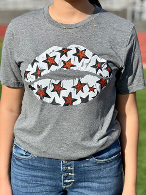 STAR LIPS ORANGE GLITTER TEE