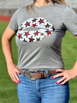 STAR LIPS RED GLITTER TEE