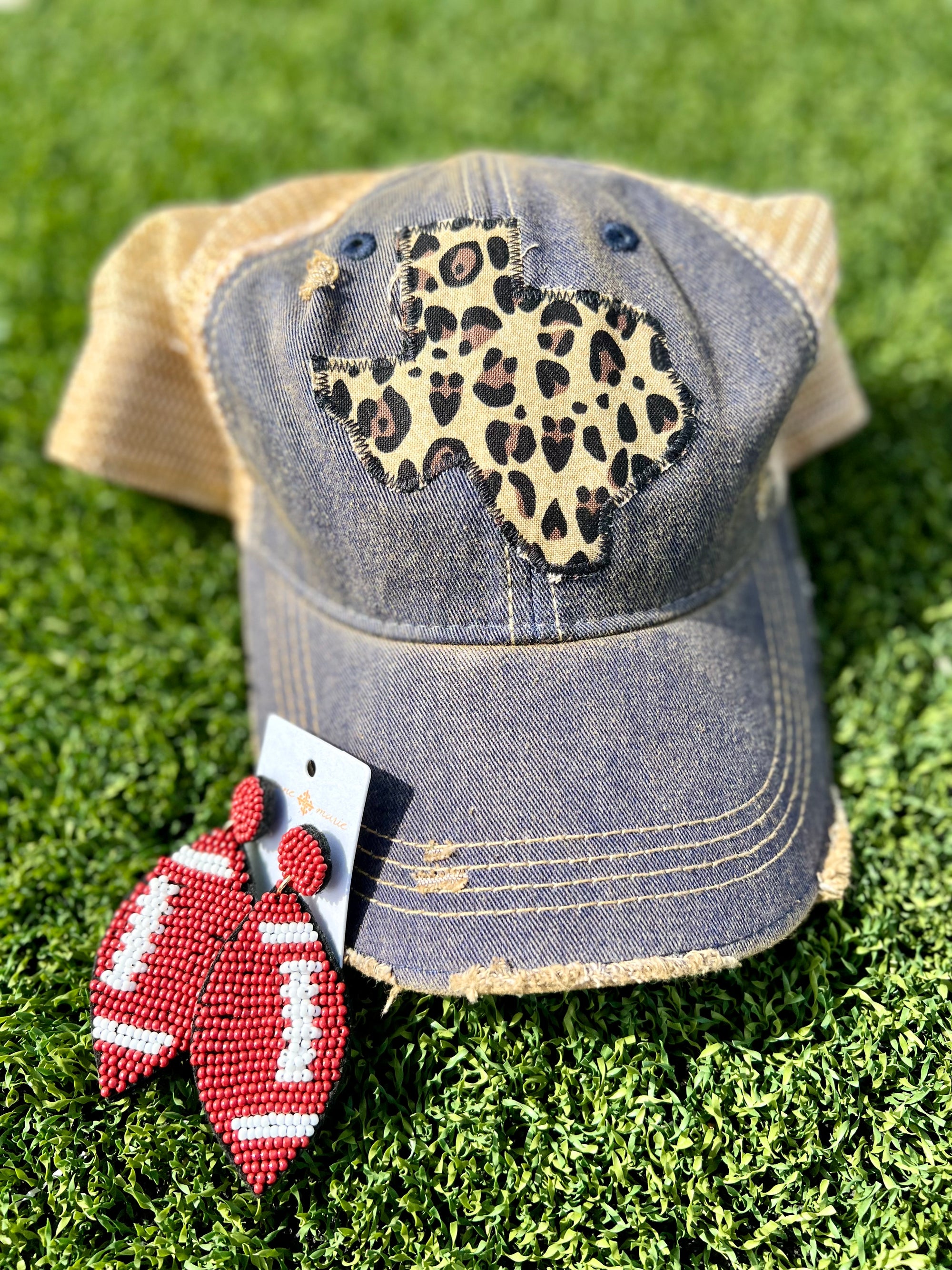 NAVY LEOPARD CAP