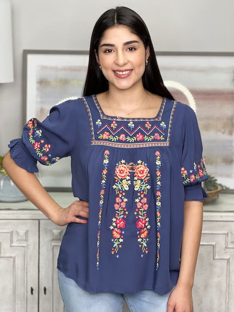 SANDRA EMBROIDERED TOP