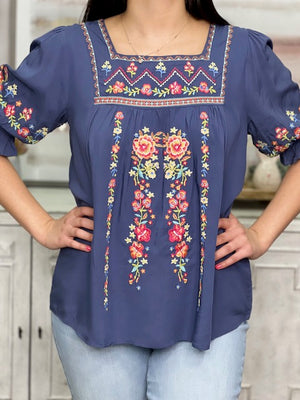 SANDRA EMBROIDERED TOP