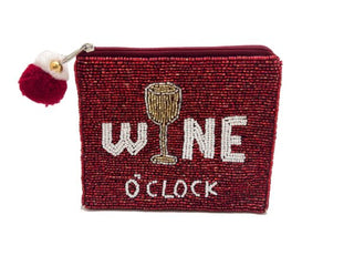 WINE O CLOCK BEADED LA CHIC COIN BAG