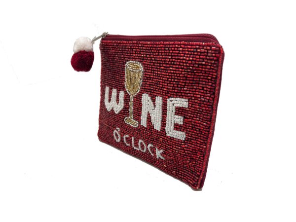 WINE O CLOCK BEADED LA CHIC COIN BAG
