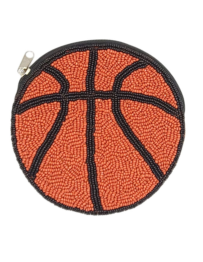 BASKETBALL BEADED COIN POUCH