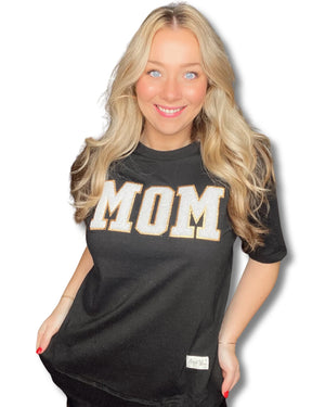 Mom Preppy Patch Black High Tee