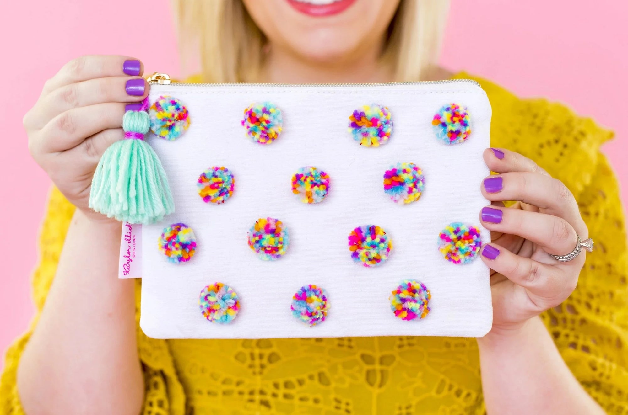 MULTI-COLORED POM POM POUCH